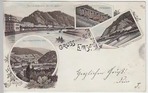 (30618) AK Gruss aus Bad Ems, Mehrbildkarte, Litho 1897