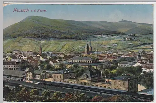 (30617) AK Neustadt a.d. Haardt, Panorama mit Bahnhof, Feldpost 1917