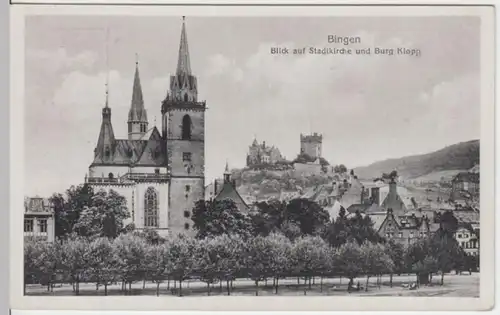 (2758) AK Bingen am Rhein,Stadtkirche, Burg Klopp, vor 1945