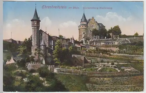 (26227) AK Ehrenbreitstein, Klausenburg, Rheinburg, Feldpost 1915