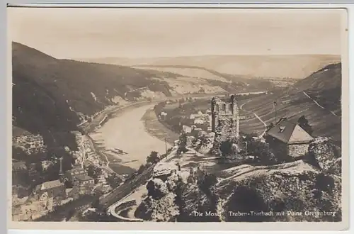 (20259) Foto AK Traben-Trarbach, Grevenburg, Moselblick, vor 1945