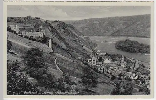 (20008) AK Bacharach, Ortsansicht, Burg Stahleck, vor 1945