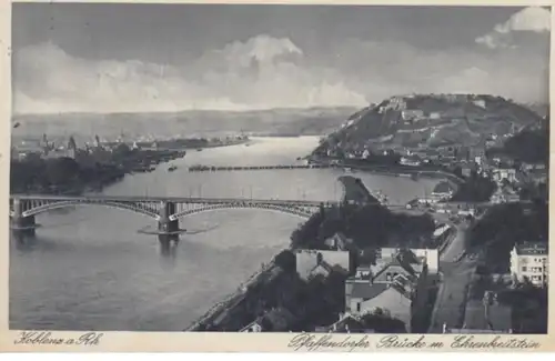 (1914) AK Ehrenbreitstein, Pfaffendorfer Brücke, Festung 1936