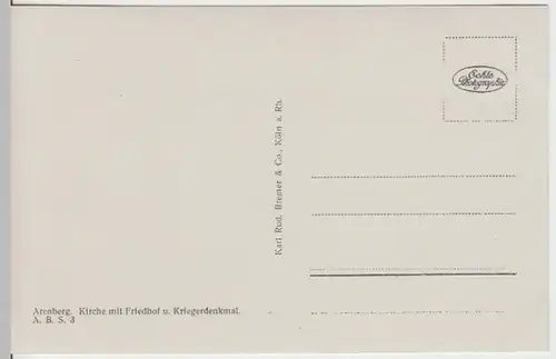 (18060) Foto AK Arenberg, Koblenz, St. Nikolaus, Friedhof 1936