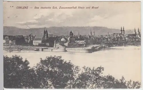 (11985) AK Koblenz, Deutsches Eck 1909