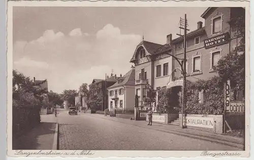 (114971) AK Langenlonsheim, Binger Straße, Bahnhof Hotel, vor 1945