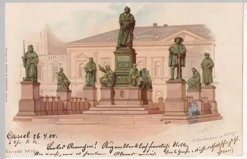 (114272) AK Worms, Lutherdenkmal, Litho 1900