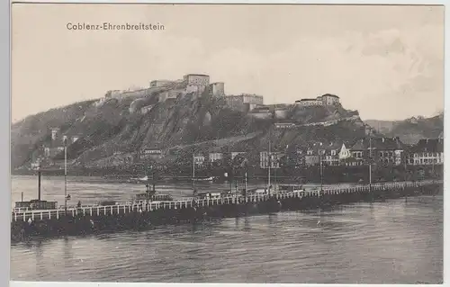 (114081) AK Koblenz, Festung Ehrenbreitstein, Pontonbrücke, vor 1945