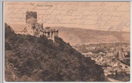 (114039) AK Burg Lahneck, Oberlahnstein, Lahnstein, Feldpost 1915