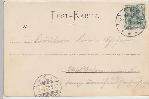 (113395) AK Gruß aus Ems, Lahn, Panorama, Schweizerhaus 1902