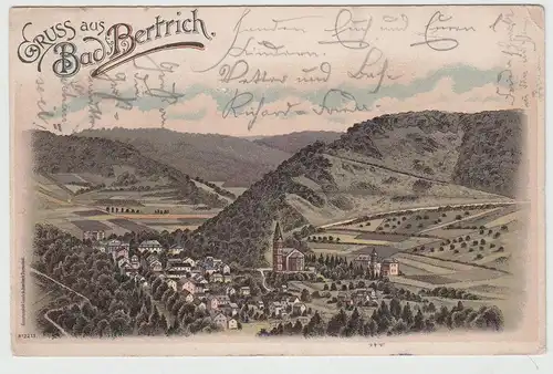 (112590) Künstler AK Gruß aus Bad Bertrich, Panorama 1898