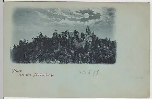 (112545) AK Gruß von der Madenburg, Rothenberg, Eschbach, Mondscheinkarte 1899