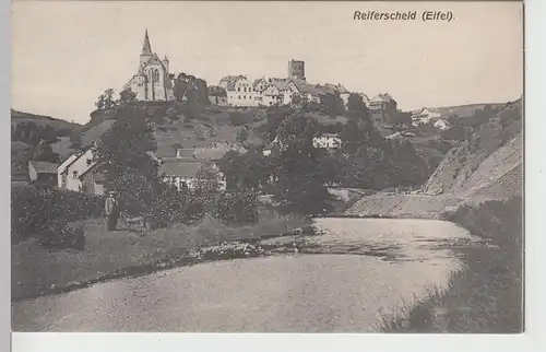 (111555) AK Reiferscheid, Flammersfeld, Eifel, Ort mit Kirche, vor 1945
