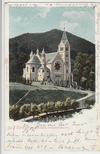 (111181) AK Bad Ems, Kaiser Wilhelm-Gedächtniskirche 1907