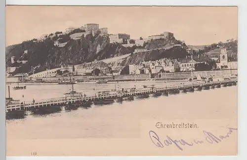 (111058) AK Ehrenbreitstein, Blick zur Festung vor 1905