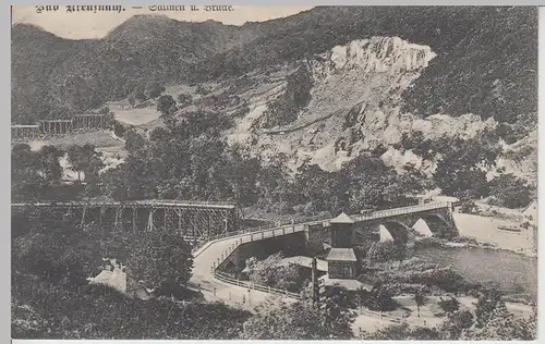 (111042) AK Bad Kreuznach, Salinen u. Brücke, 1906