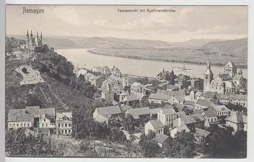 (111014) AK Remagen, Totalansicht m. Apollinariskirche 1907