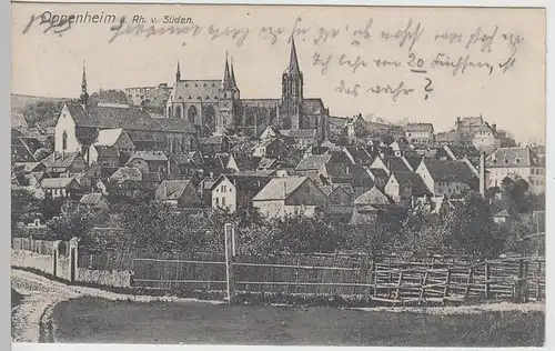 (111013) AK Oppenheim am Rhein, Ansicht von Süden, 1910