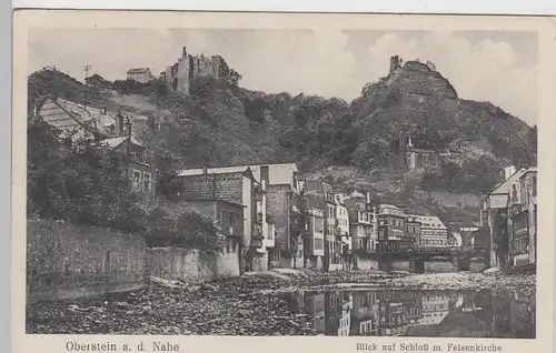 (111011) AK Oberstein a.d. Nahe, Blick a. Schloss m. Felsenkirche, 1932