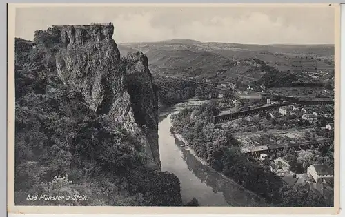 (110238) AK Bad Münster am Stein, Blick auf Gradierwerke vor 1945