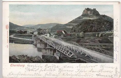 (109685) AK Burg Ebernburg, Pfalz, Brücke, gelaufen 1912