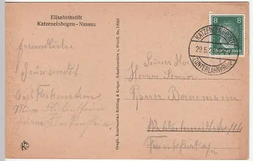 (109683) AK Elisabethstift Katzenelnbogen Nassau 1928