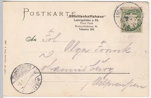 (109682) AK Ludwigshafen, Rhein, Hafen, Lastkähne, Markt 1906