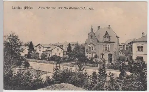 (109273) AK Landau, Pfalz, Blick vom Westbahnhof 1913