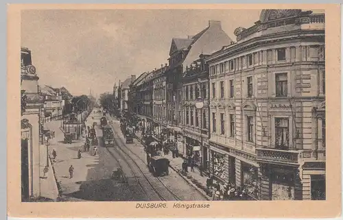 (109184) AK Duisburg, Königstraße, Straßenbahn, vor 1945