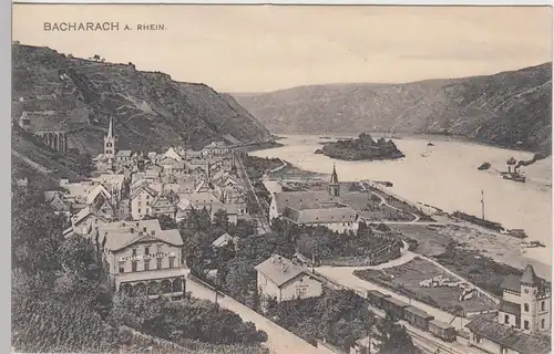 (108909) AK Bacharach, Rhein, Ort, Hotel Herbrecht, Waggons, bis 1926