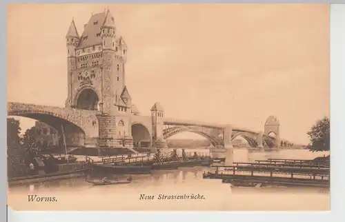 (108907) AK Worms, neue Straßenbrücke, Pontonbrücke, bis 1905