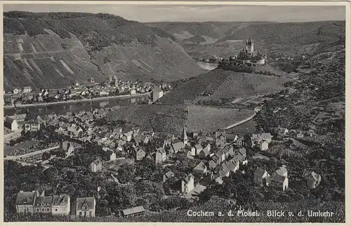 (107796) AK Cochem, Mosel, Reichsburg, Weinhänge, Blick von der Umkehr, vor 1945