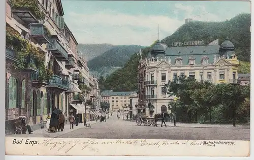 (107449) AK Bad Ems, Bahnhofstraße, 1909