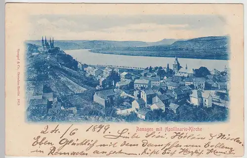 (106316) AK Remagen, Ansicht mit Apollinaris-Kirche 1899