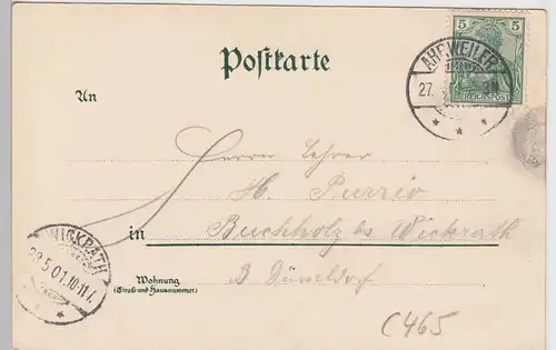 (104433) AK Gruss aus Altenahr, Ansicht m. Bahnhof u. Burg Are, 1901