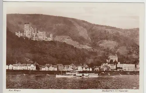 (104376) Foto AK Koblenz, Stolzenfels mit Kapellen, 1920er