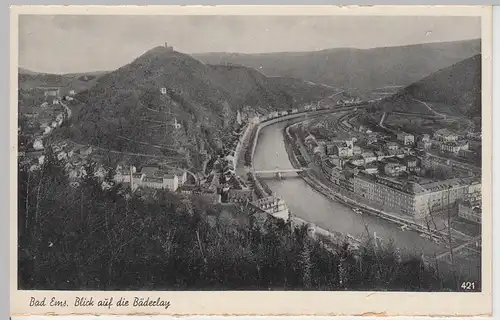 (104077) AK Bad Ems, Blick auf die Bäderlei, aus Leporello 1920/30er