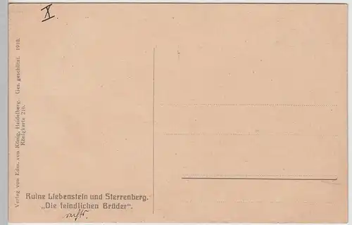 (101760) AK Burg Liebenstein u. Burg Sterrenberg, "Die feindlichen Brüder?, 1910