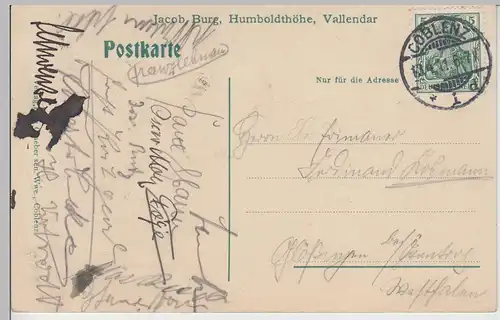 (100915) AK Gruß von der Humboldthöhe, Vallendar 1911