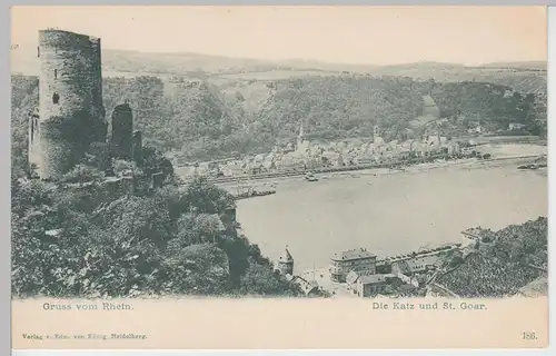(100372) AK Gruß vom Rhein, Burg Katz, Sankt Goarshausen, St. Goar, bis 1905