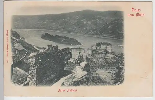 (100364) AK Gruß vom Rhein, Burg Stahleck, bis 1905