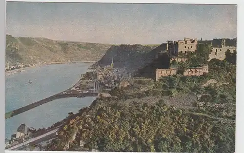 (100359) AK Sankt Goarshausen, Panorama, Burg Rheinfels, vor 1945