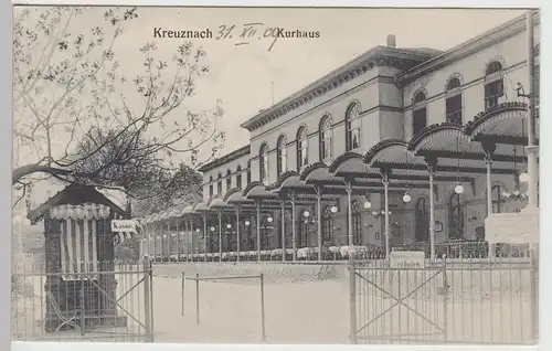 (100332) AK Bad Kreuznach, Kurhaus mit Kassenhäuschen 1909