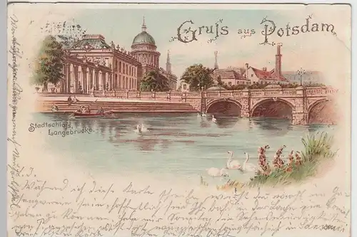 (93289) Künstler AK Gruß aus Potsdam, Stadtschloss 1898