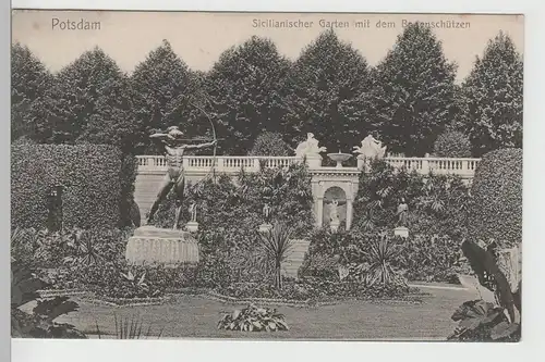 (77615) AK Potsdam, Sicilianischer Garten mit dem Bogenschützen, 1908