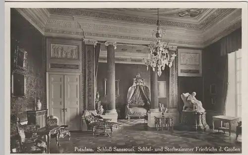 (73642) Foto AK Potsdam, Schloss Sanssouci, Sterbezimmer Fr. d. Große