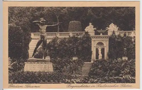 (6656) AK Potsdam, Sanssouci, Bogenschütze, Sizilian. Garten, vor 1945