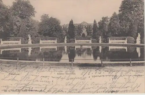 (107960) AK Potsdam, Schloss Sanssouci, Bassin 1903