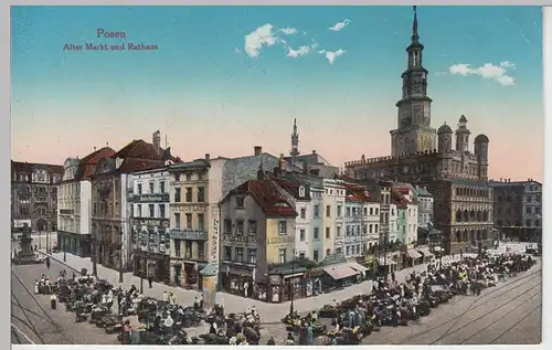 (93620) AK Posen, Poznan, Alter Markt und Rathaus, vor 1945