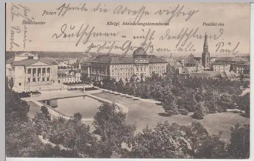 (112460) AK Posen, Poznan, Ansiedlungskommission, Paulikirche, Feldpost 1916